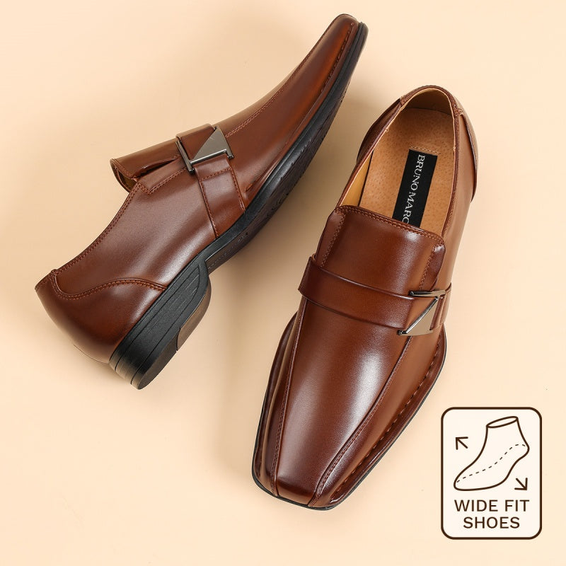 Men's Wide Version Giorgio Flexible and Comfort Dress Loafers Shoes CLASSIC Square Toe Design Dress Shoes for Men