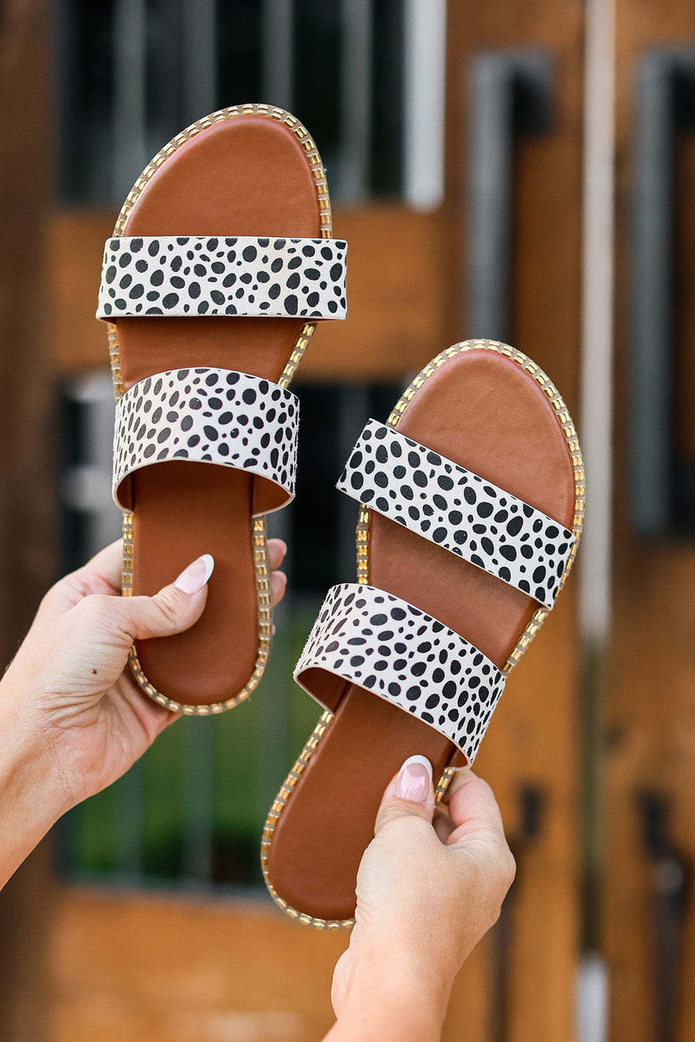 Leopard Dalmatian Pattern Slide Sandals