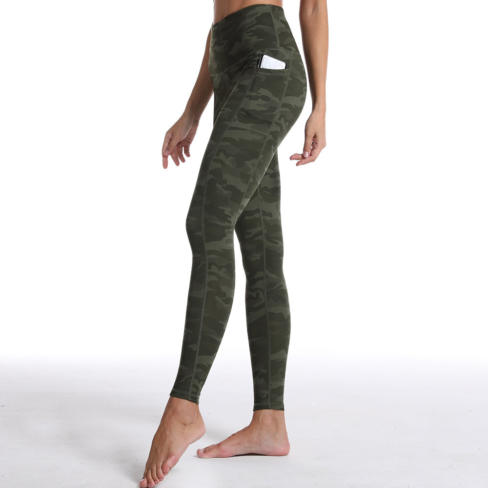 Women's Activewear: Stretchy Camo Print High Waist Pocket Leggings with Breathable Sweat Absorption & Ankle Length - Perfect for Sports! For Fall & Winter