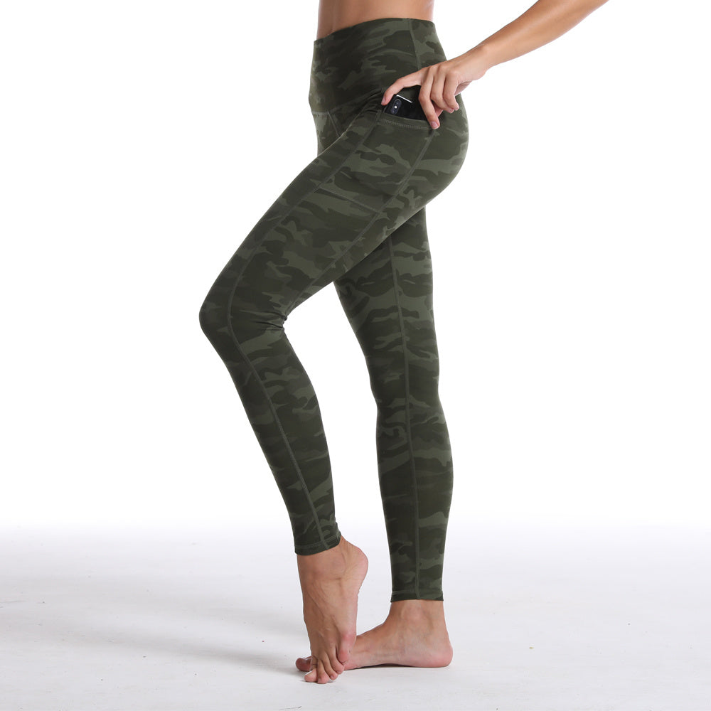 Women's Activewear: Stretchy Camo Print High Waist Pocket Leggings with Breathable Sweat Absorption & Ankle Length - Perfect for Sports! For Fall & Winter