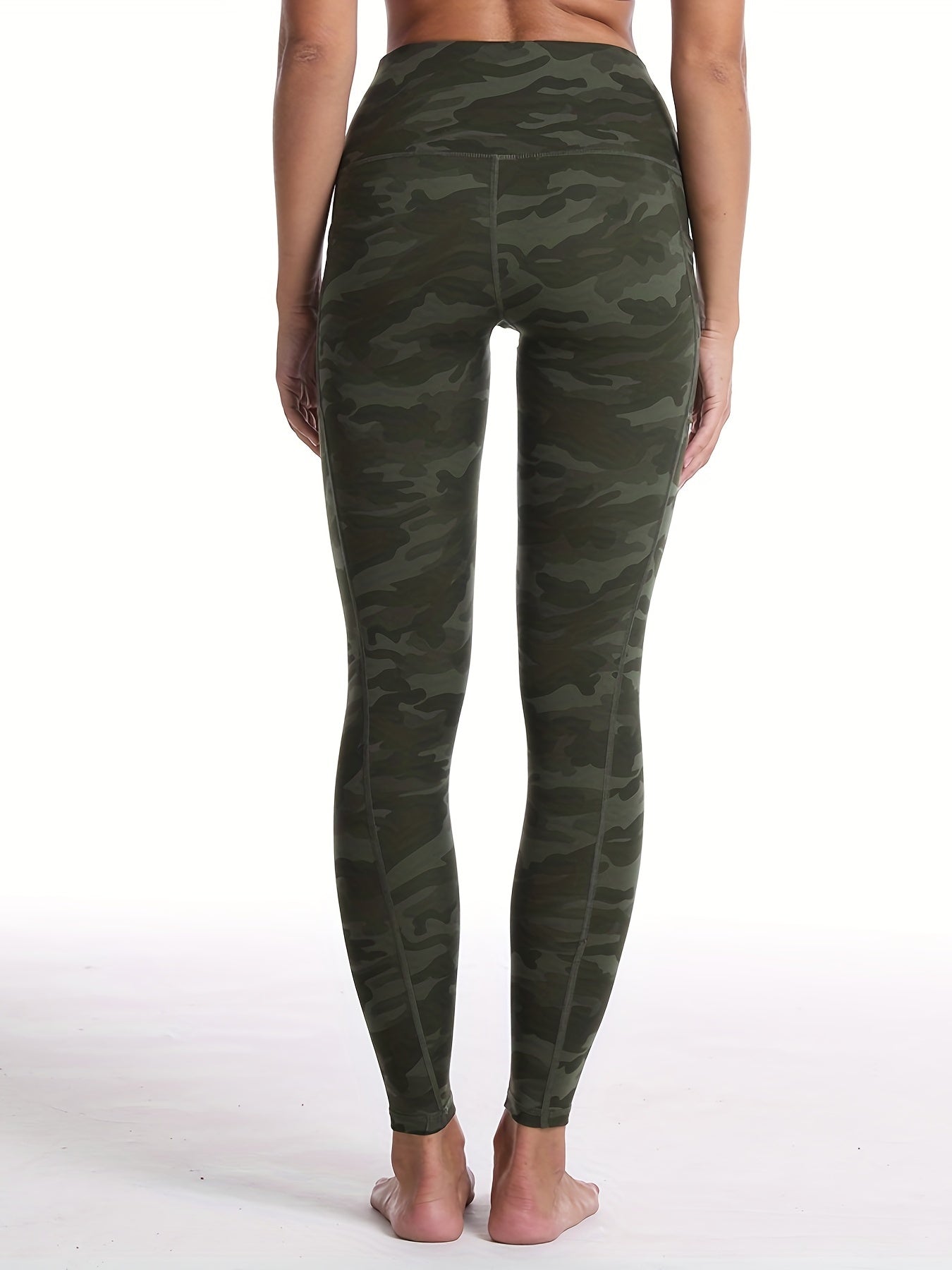 Women's Activewear: Stretchy Camo Print High Waist Pocket Leggings with Breathable Sweat Absorption & Ankle Length - Perfect for Sports! For Fall & Winter