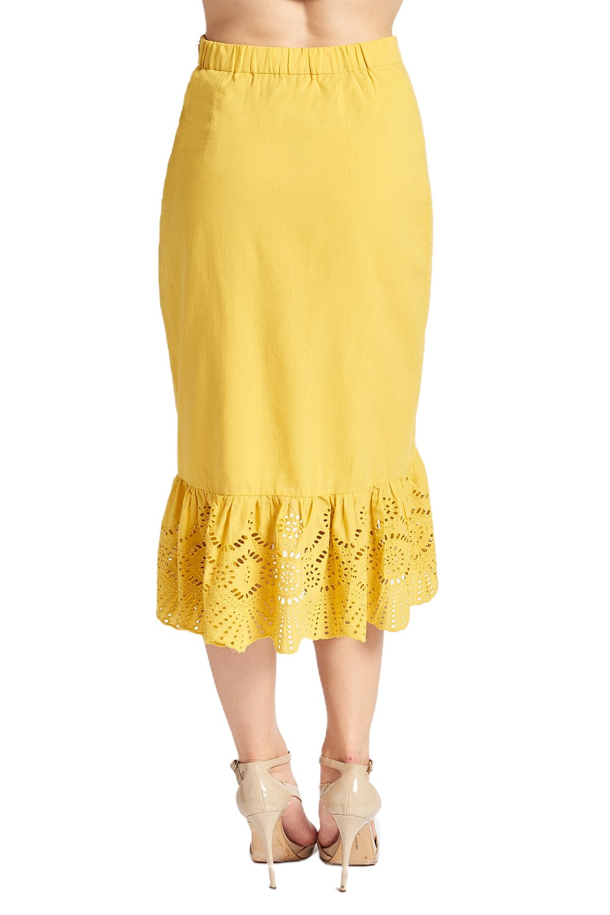 Aster Marigold Eyelet Hi-Lo Skirt