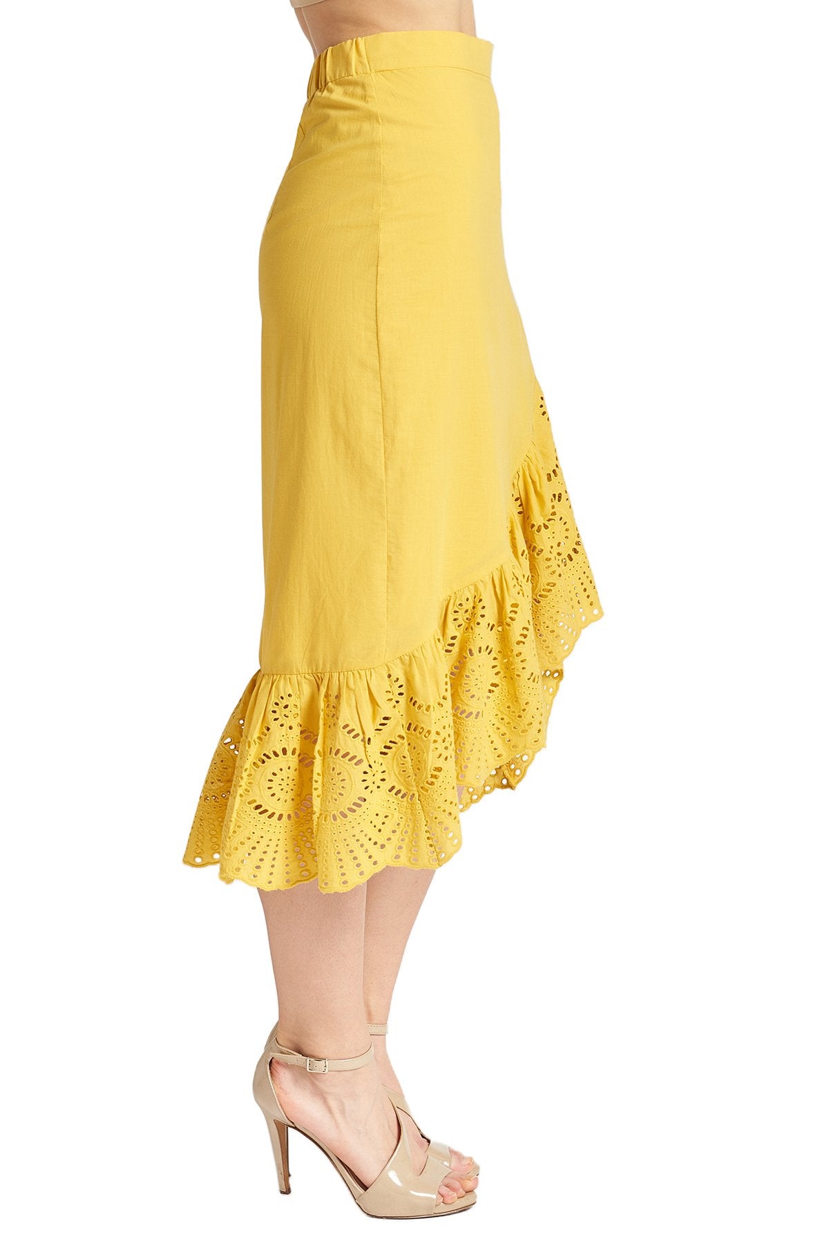 Aster Marigold Eyelet Hi-Lo Skirt
