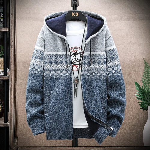 Plaid Wool Hooded Cardigan