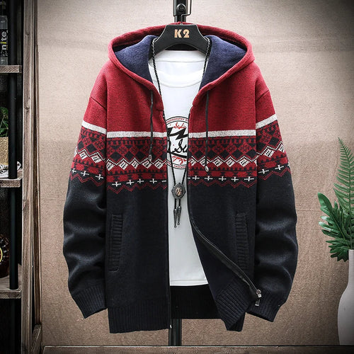 Plaid Wool Hooded Cardigan