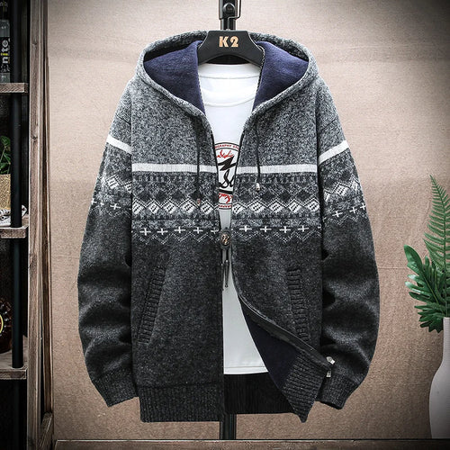 Plaid Wool Hooded Cardigan