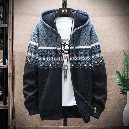 Plaid Wool Hooded Cardigan