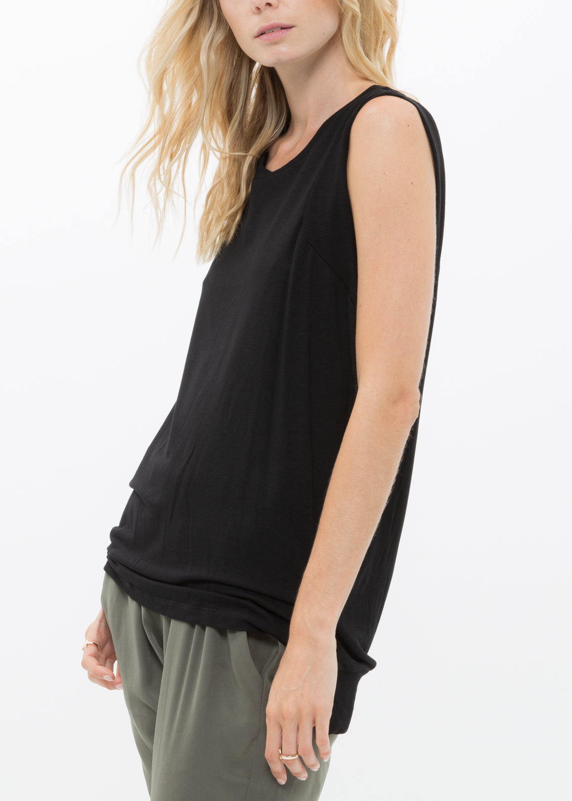 Rib Contrast Muscle Tank Top