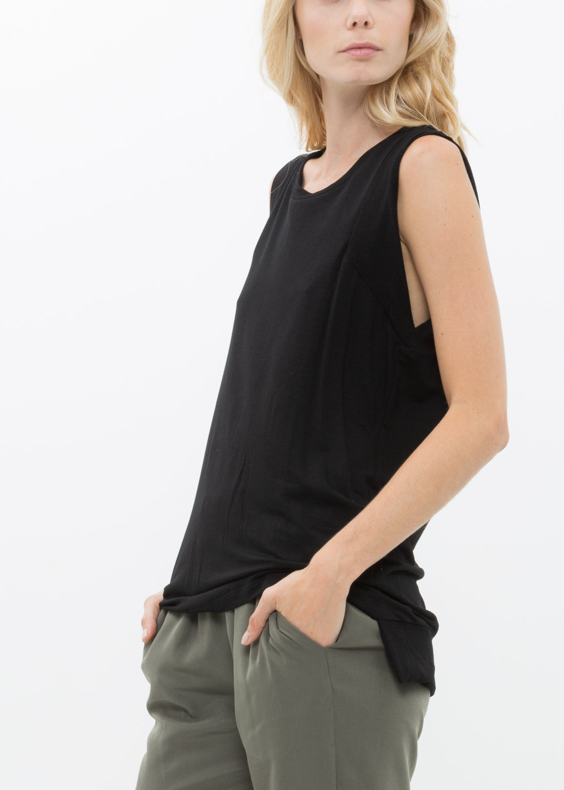 Rib Contrast Muscle Tank Top