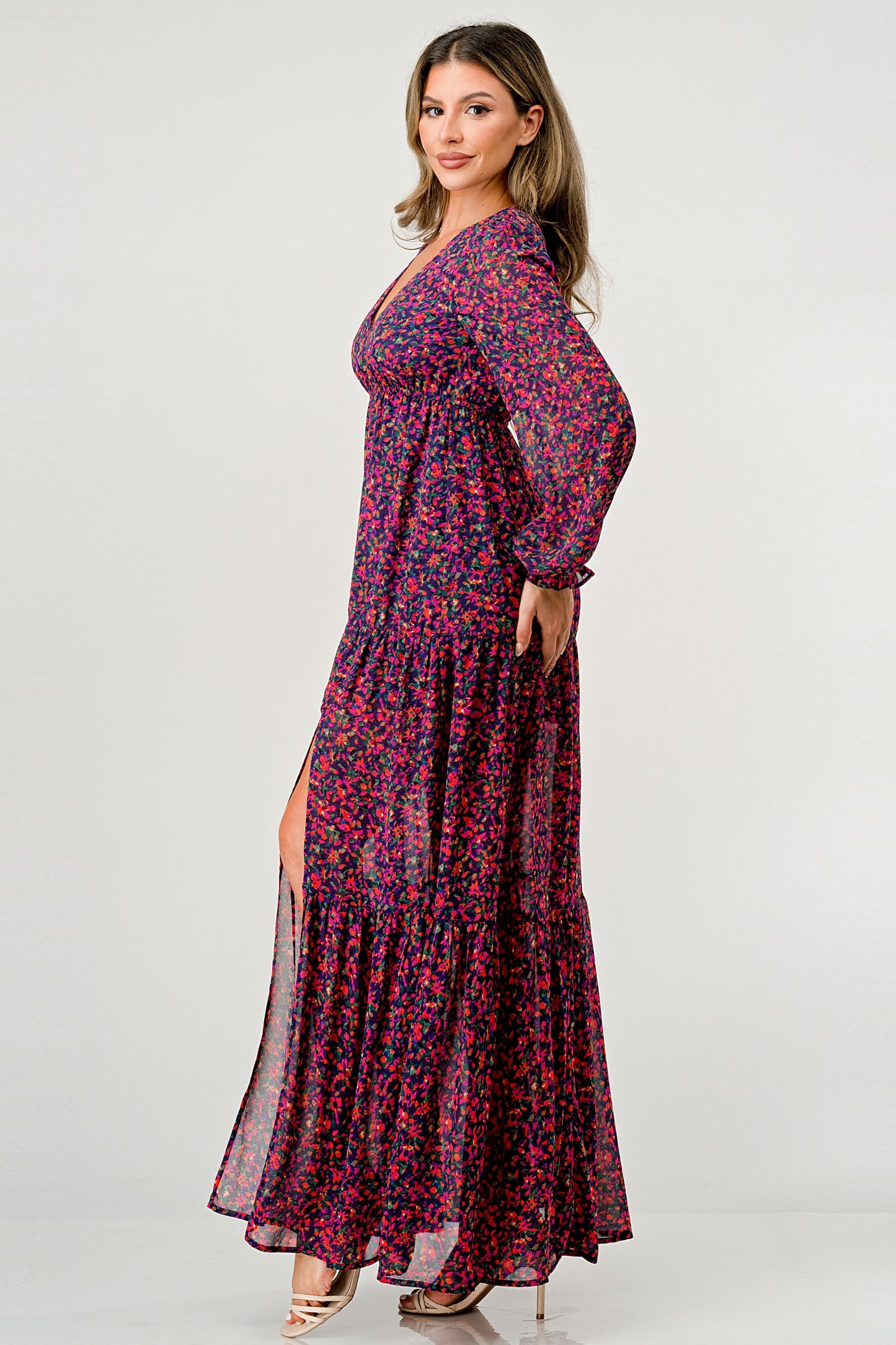 V-Neck Floral Maxi Dress