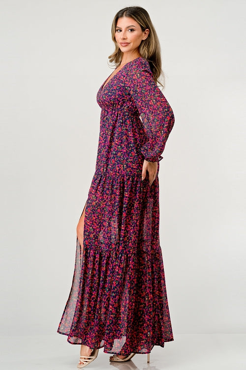 V-Neck Floral Maxi Dress
