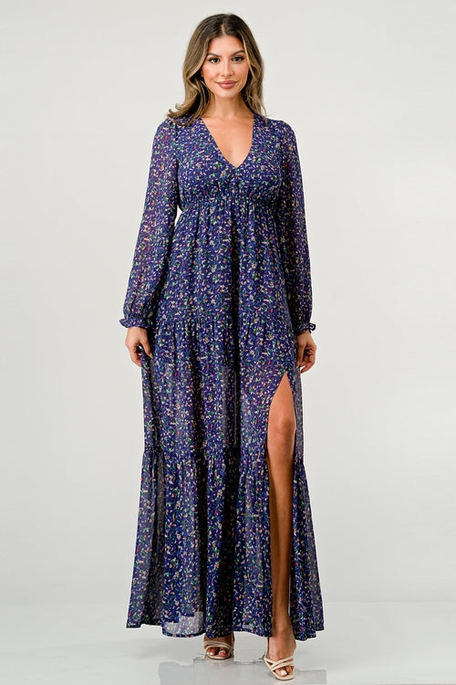V-Neck Floral Maxi Dress