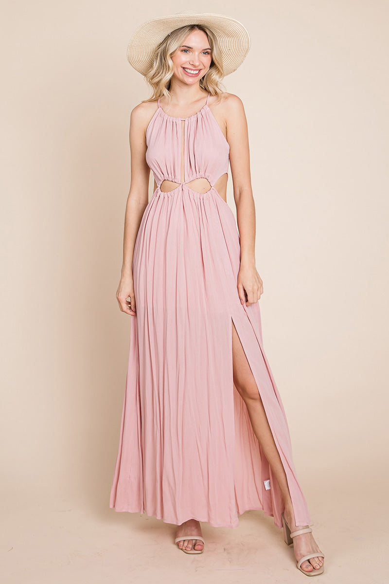 Front Split Halter Maxi Dress
