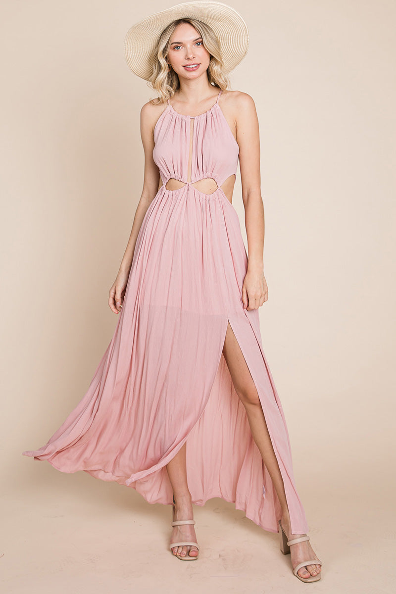 Front Split Halter Maxi Dress