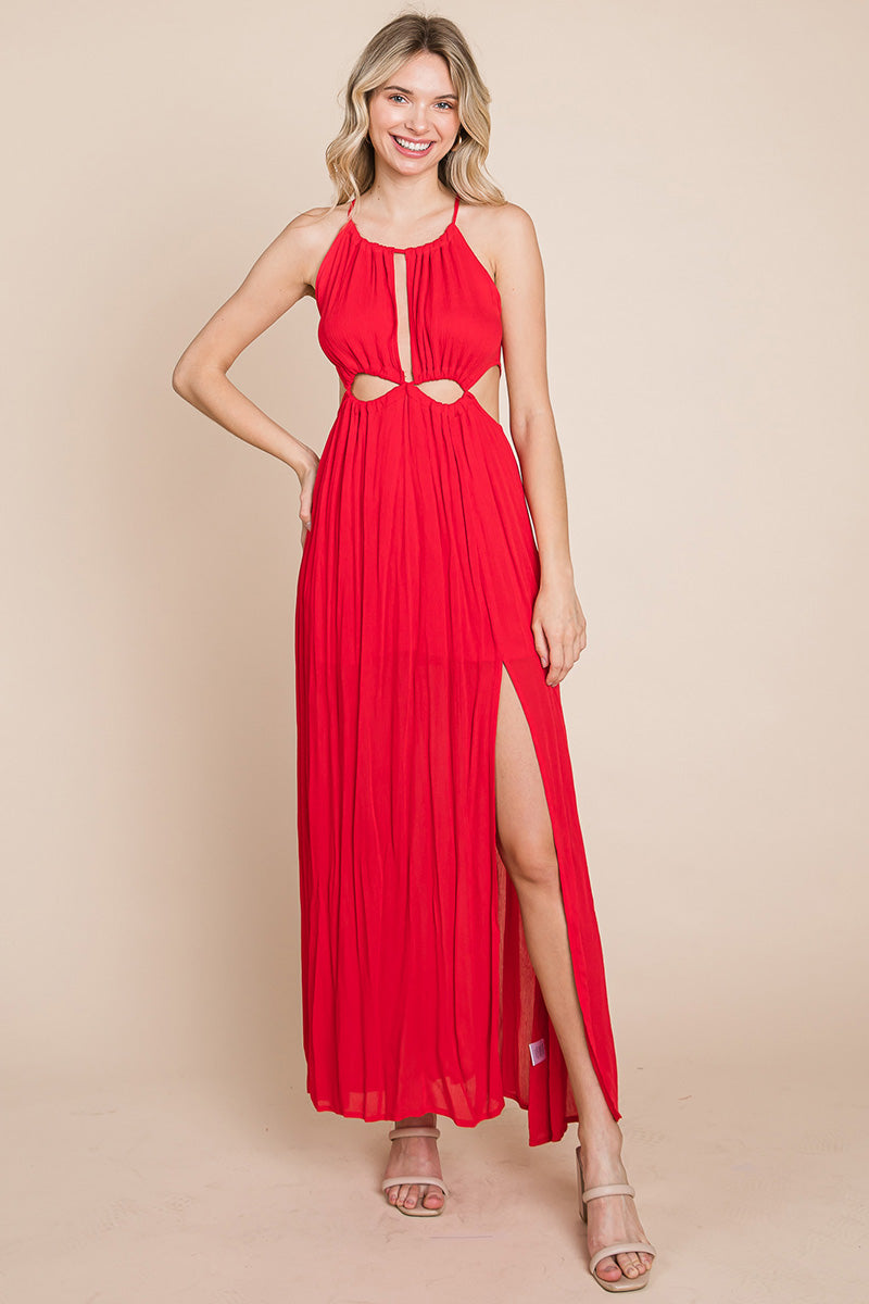 Front Split Halter Maxi Dress