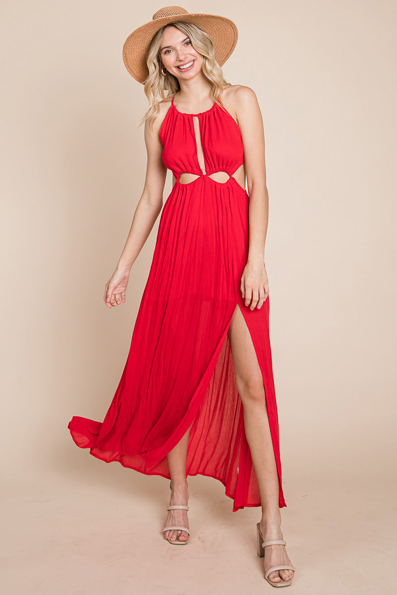 Front Split Halter Maxi Dress