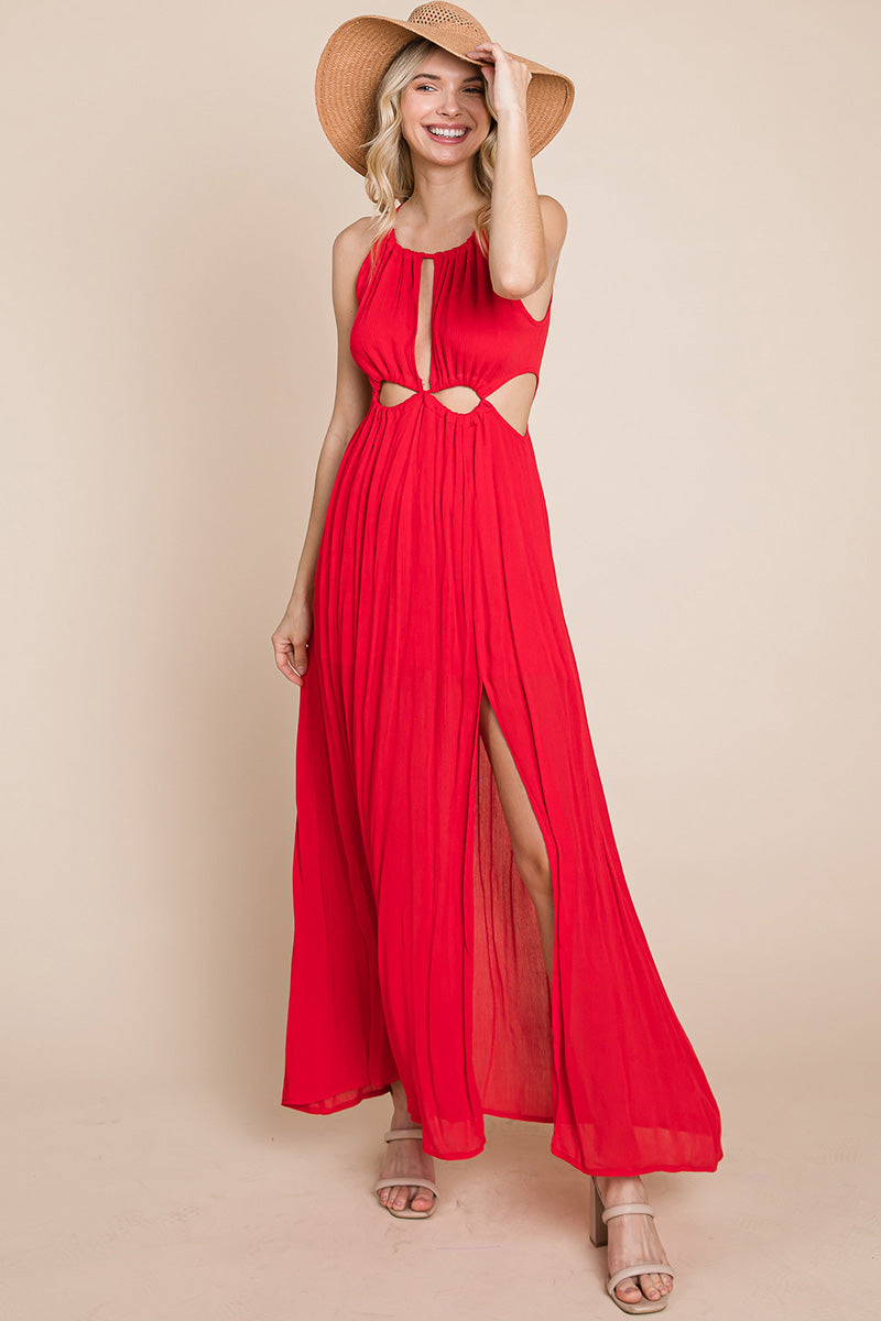 Front Split Halter Maxi Dress