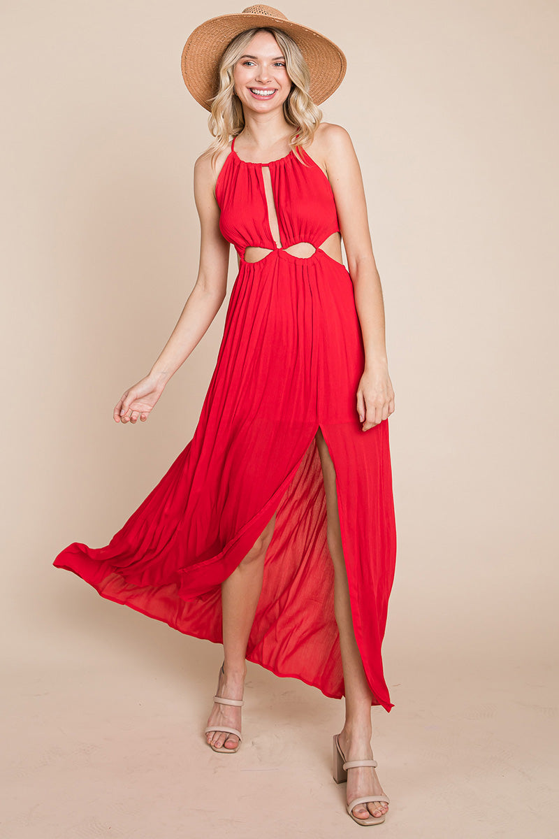 Front Split Halter Maxi Dress