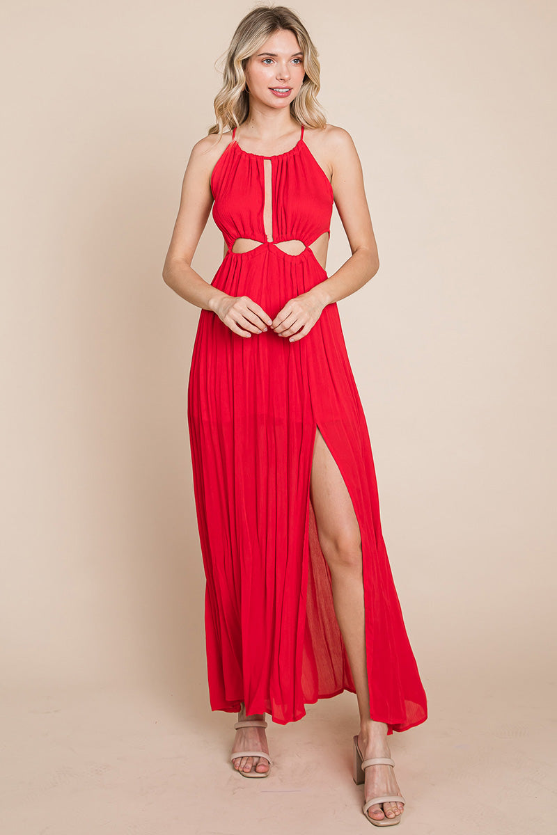 Front Split Halter Maxi Dress