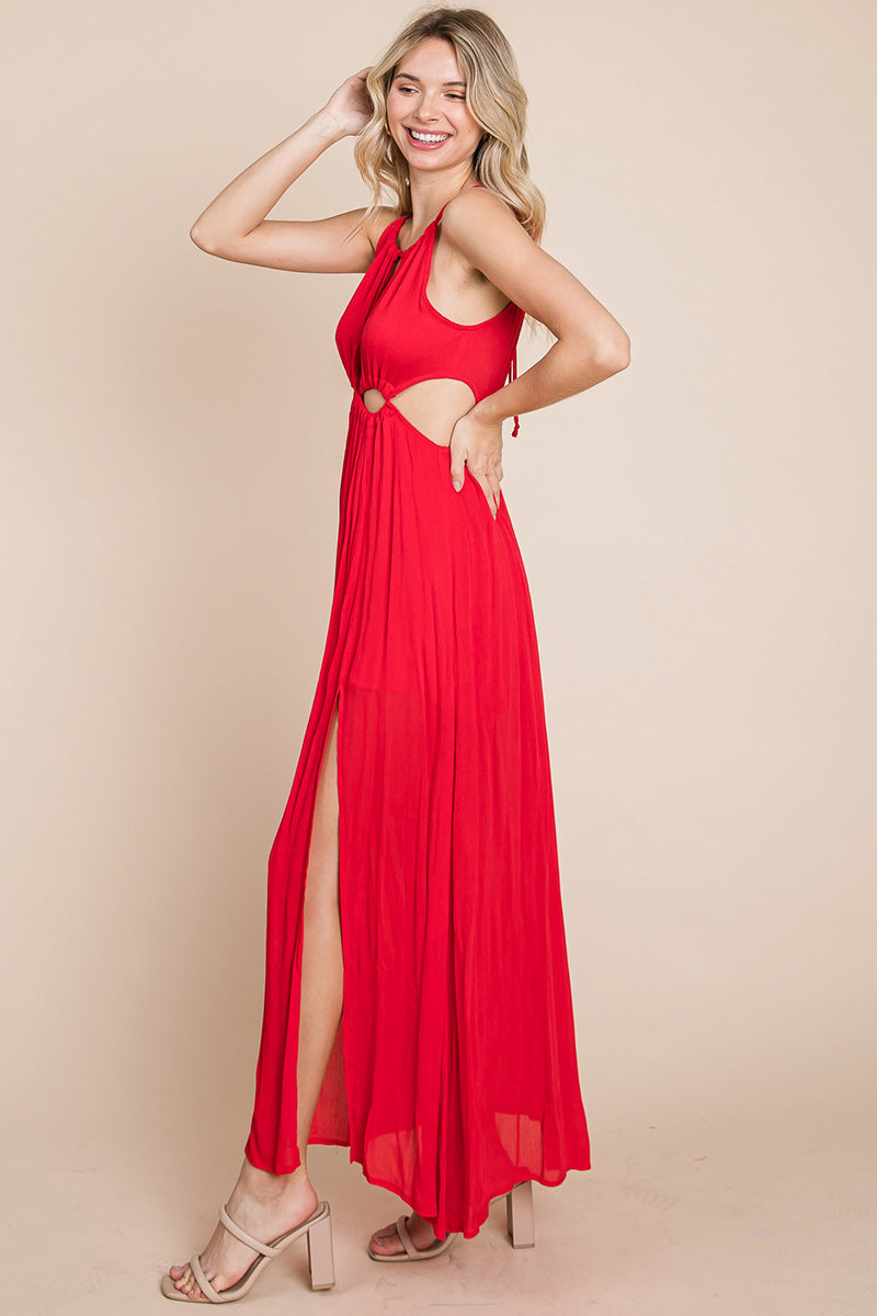 Front Split Halter Maxi Dress