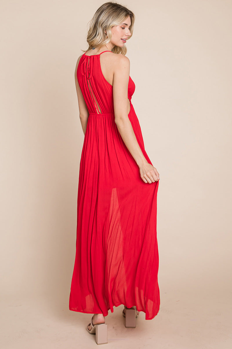 Front Split Halter Maxi Dress