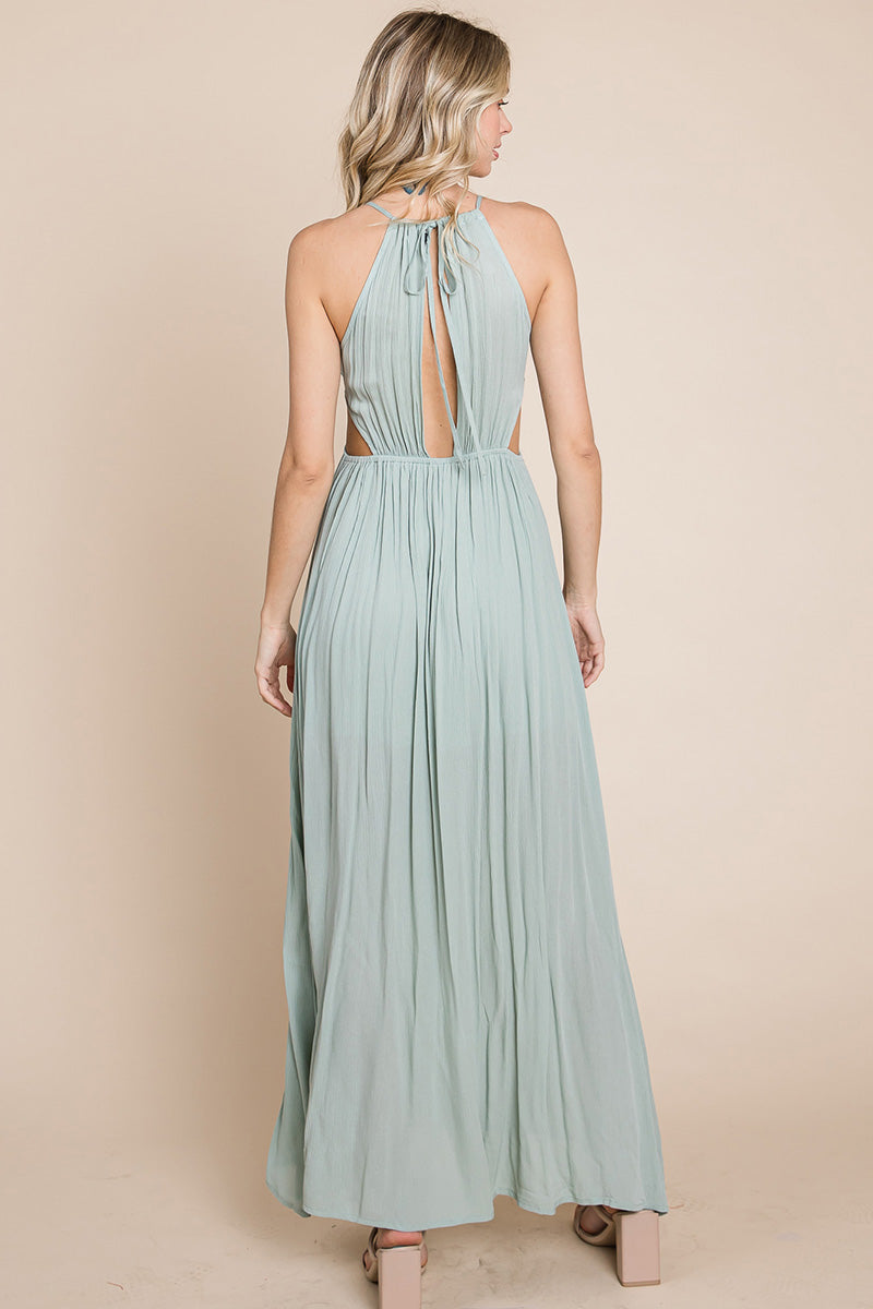 Front Split Halter Maxi Dress