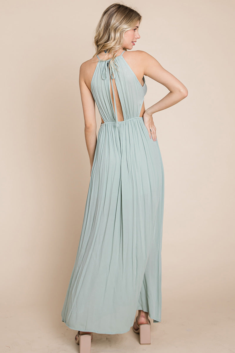 Front Split Halter Maxi Dress