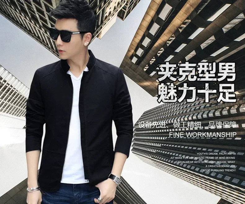 Men's fashion Jacket coats male Jacket Full Zip Windproof Work Coat blazer Outwear coats Men's Bomber Zipper Jacket Male