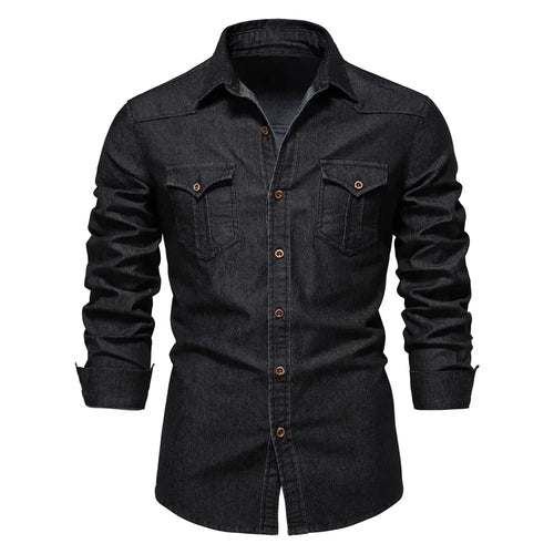 Elastic Cotton Denim Shirt