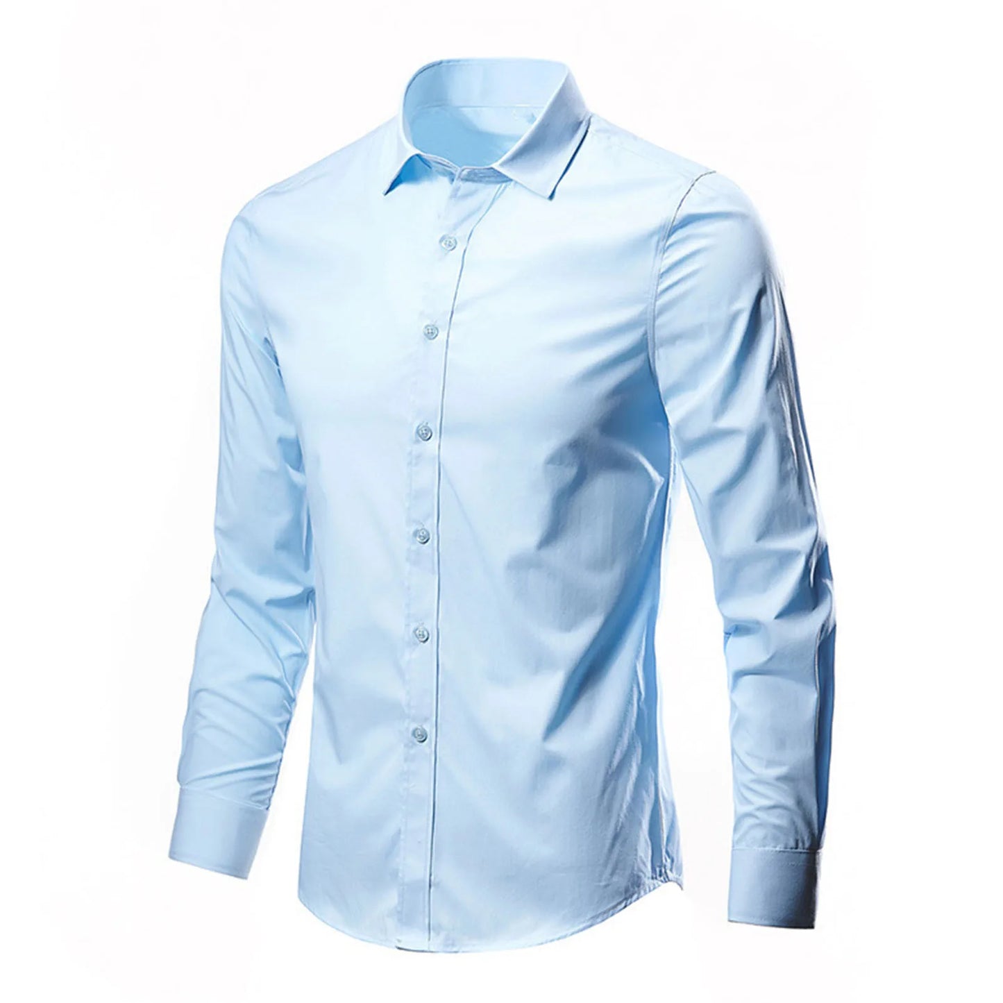 Men's Luxury Casual Social Formal Shirt Lapel Long Sleeve Slim Solid Color Male Business Dress Shirts Blouse Shirt Tops