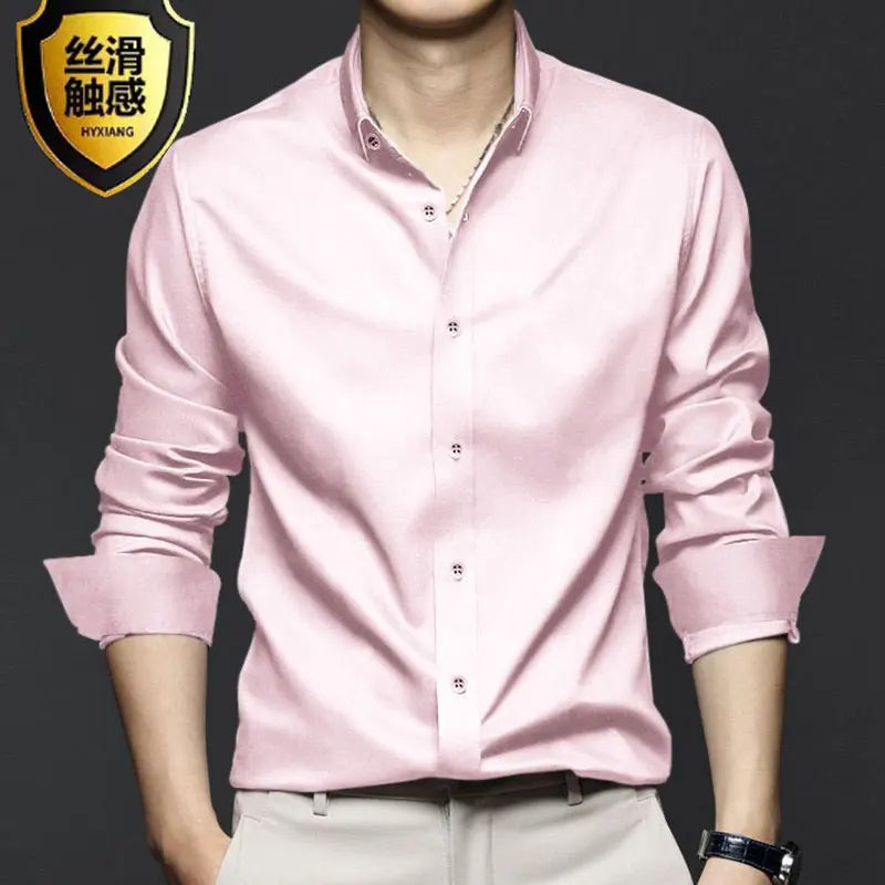 New men's long-sleeved shirt formal spring and summer thin business leisure high-quality non-ironing breathable work clothes