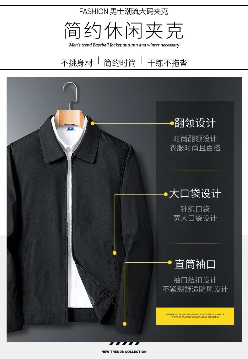 Men High Quality Fashion Business Spring Autumn Stand Collar fashion Jacket Coats Simple Solid Jackets Cloting Casual Jacket