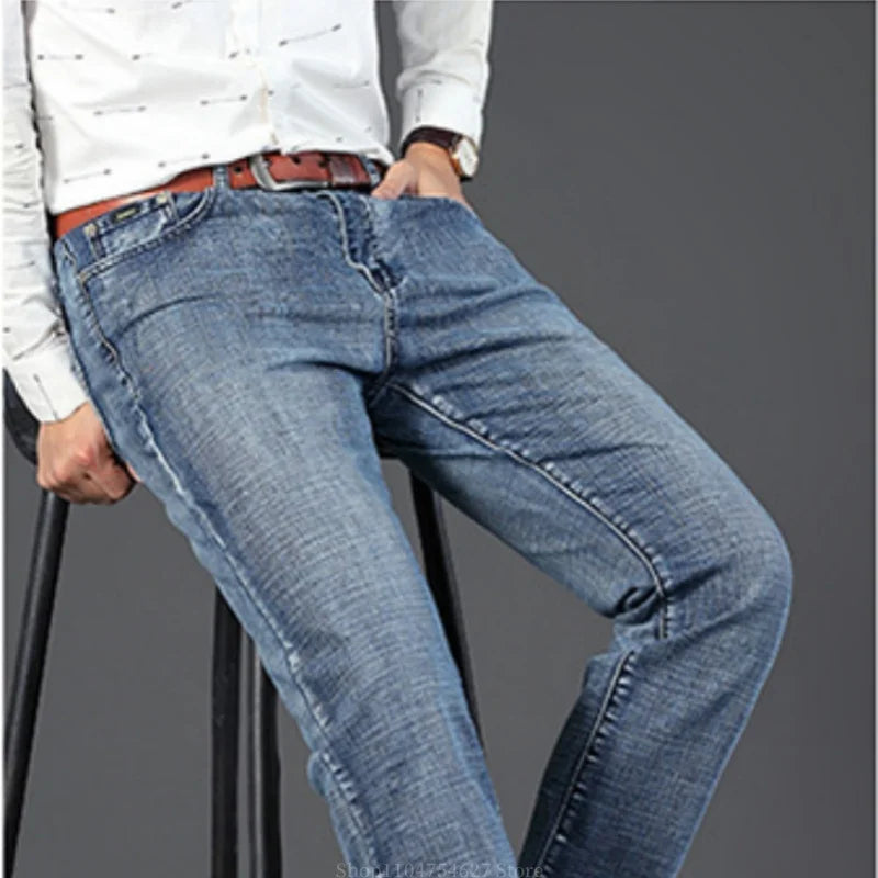 Men's Jeans - Summer Casual Fashionable and Universal Stretch Elastic Mid-Level Denim Jeans Midtown Industry Loose Jeans