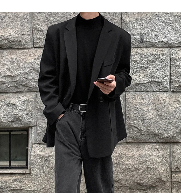 2024 Spring Summer Men Formal Blazers Men Korean Fashion Loose Casual Dress Jacket Men Harajuku Social Suit Jacket Clothing