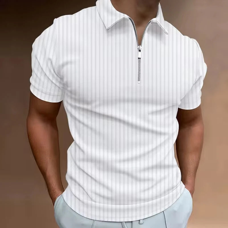Men's Golf Shirt Quarter Zipper Polo Casual Holiday Lapel Short Sleeve T Shirt Fashion Basic Summer Regular Fit Polo Shirt