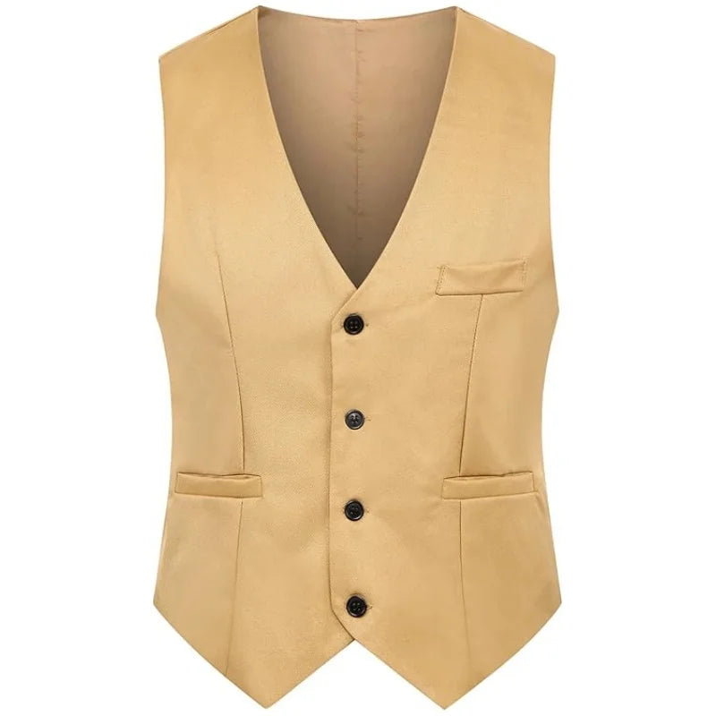 Men's Slim Fit Lace-Up Back Vest - Formal & Casual Cotton Waistcoat | V-Neck Work Vest Top, Breathable, Tailored Fit, Office & O