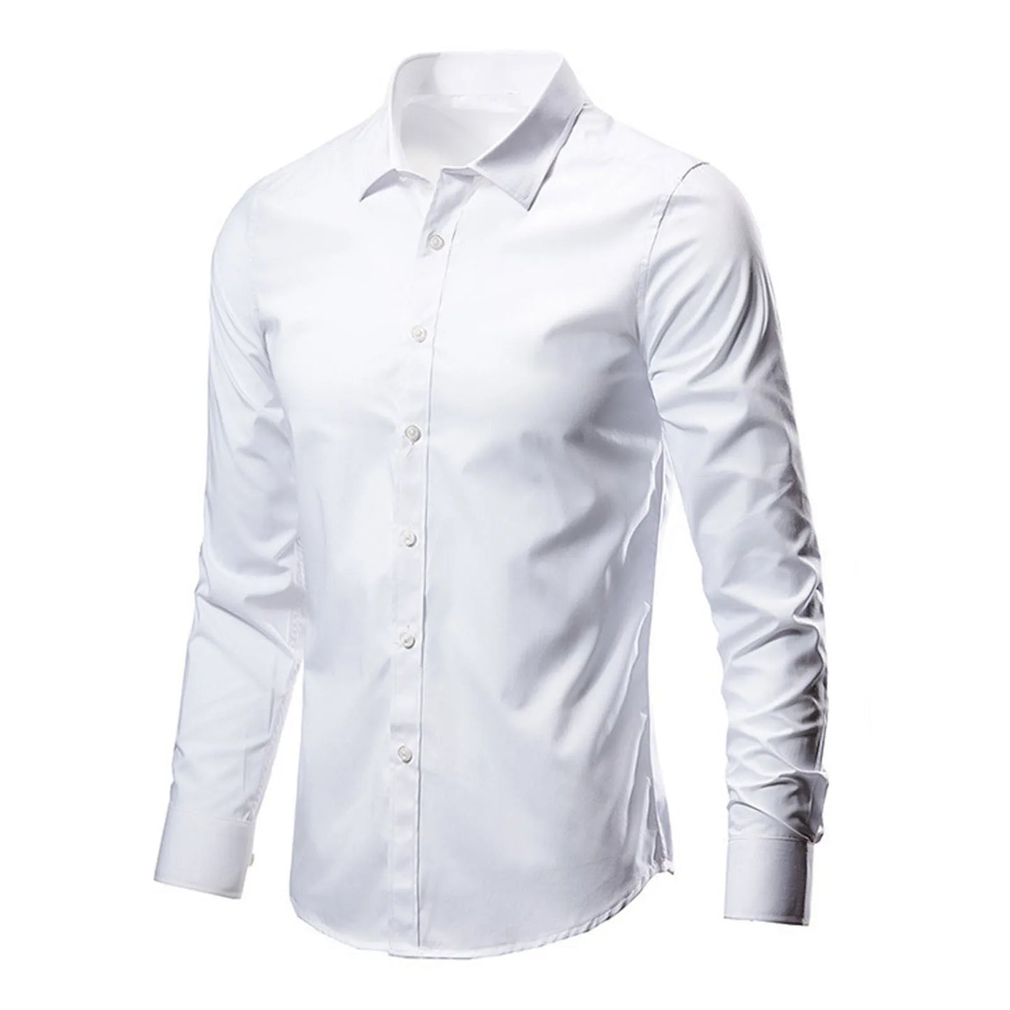 Men's Luxury Casual Social Formal Shirt Lapel Long Sleeve Slim Solid Color Male Business Dress Shirts Blouse Shirt Tops