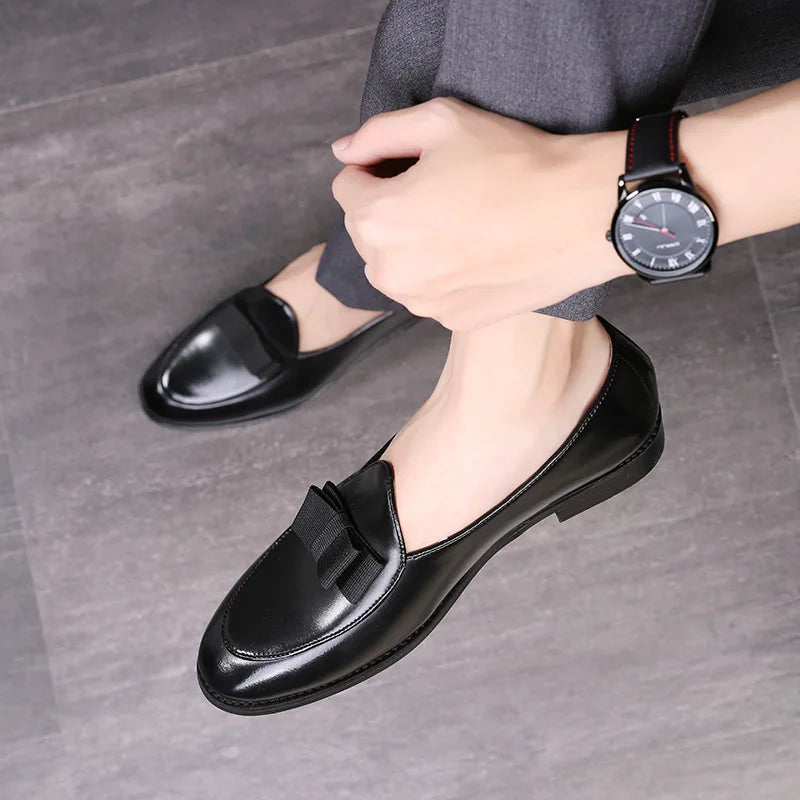 Men's Casual Leather Shoes with Bowknot Trendy Party Wedding Shoe Mens Driving Flats Men Moccasins Loafers EUR Sizes 38-48