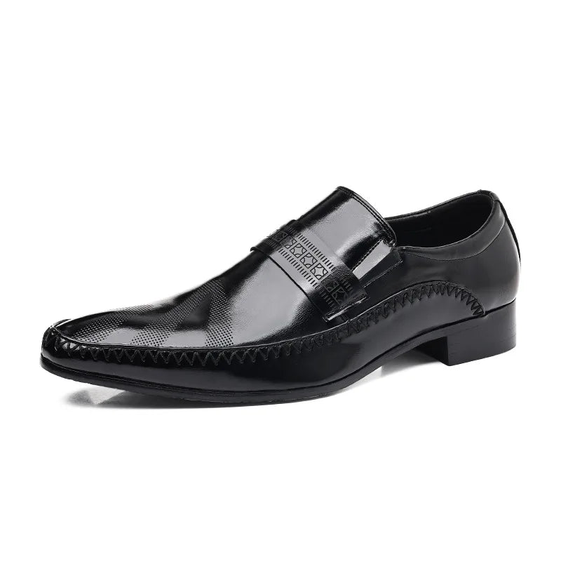 Fotwear Men Dress Shoes Black Leather Wedding Mens Shoes Slip On Office Men Loafers Plus Size Italian Designer Formal Shoes Male