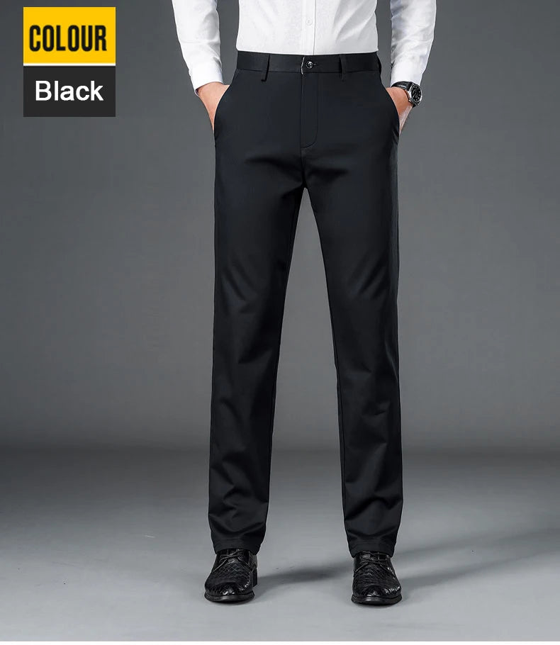 Male Pants Stretch Solid Black Smart Casual Men's Trousers Office Quick Dry Suit Pants New Spring Autumn Korean Straight Pants