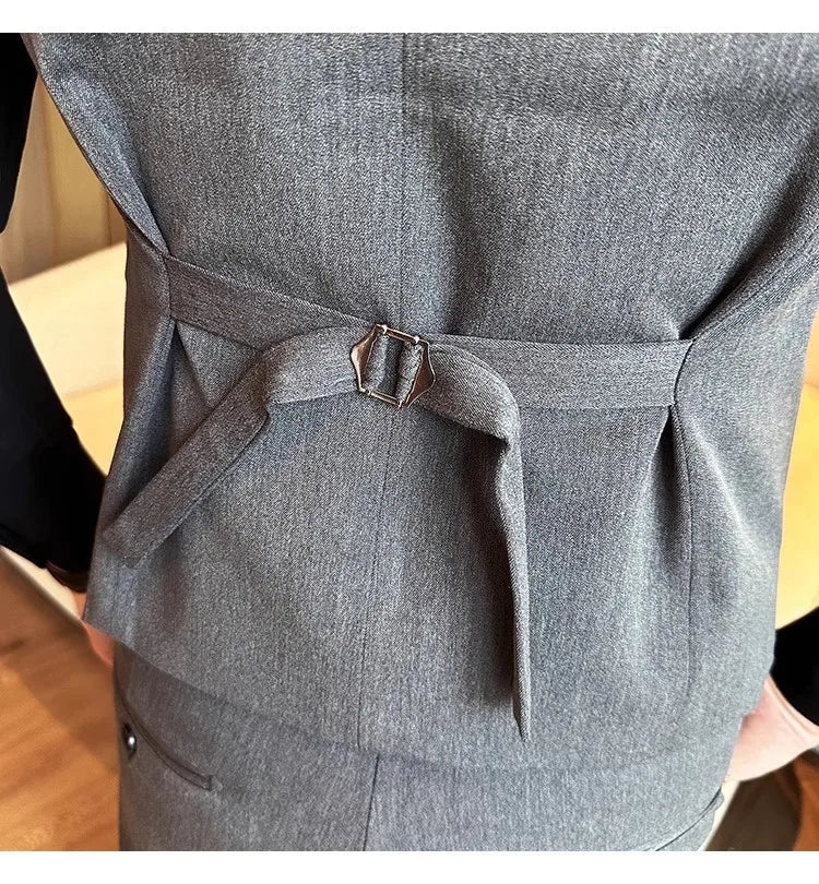S-7XL High-end Brand Solid Color Elastic Men's Casual Business Vest Groom Wedding Suit Party Waist Coat