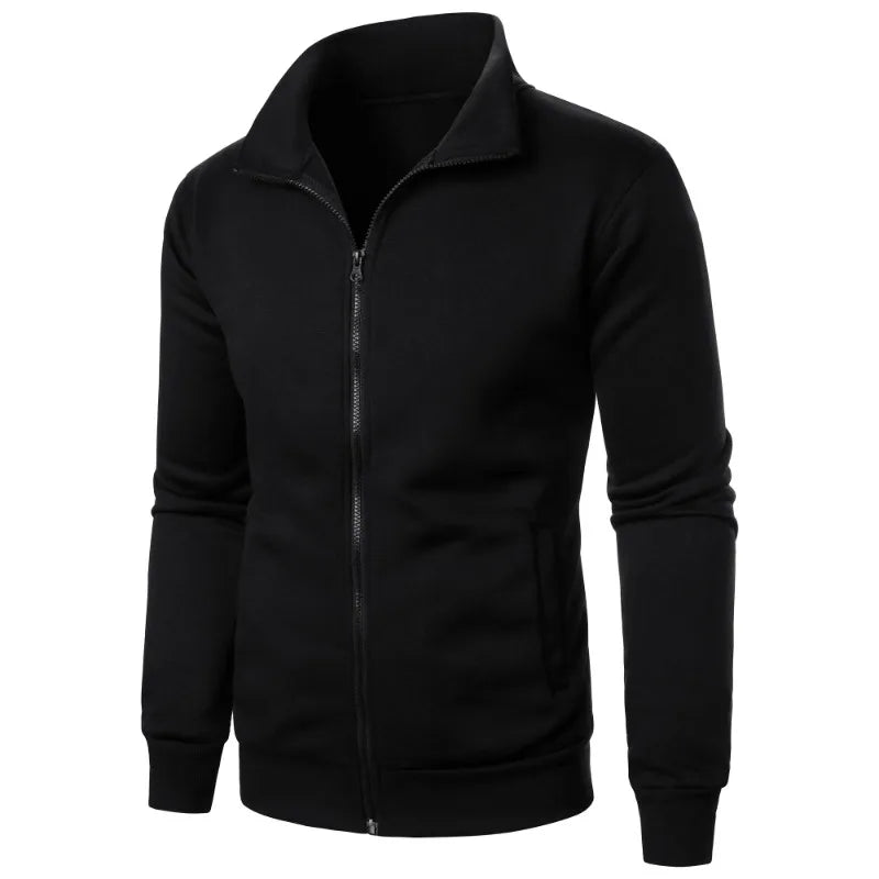 Autumn Men's Long Sleeve Zipper Jacket Coats Solid Color Warm Sweatshirts Casual Baseball Jacket Outdoor Streetwear