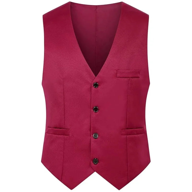 Men's Slim Fit Lace-Up Back Vest - Formal & Casual Cotton Waistcoat | V-Neck Work Vest Top, Breathable, Tailored Fit, Office & O