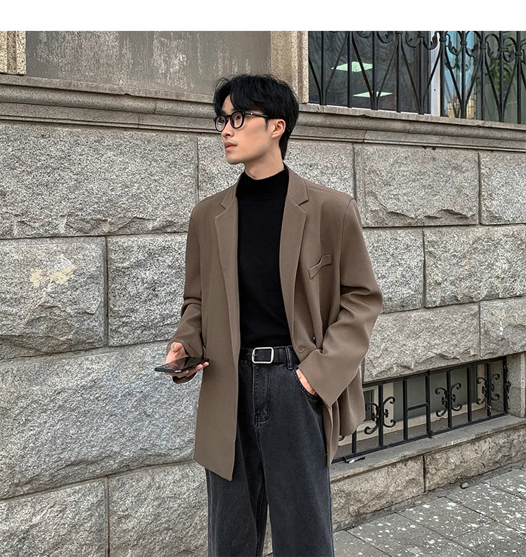 2024 Spring Summer Men Formal Blazers Men Korean Fashion Loose Casual Dress Jacket Men Harajuku Social Suit Jacket Clothing