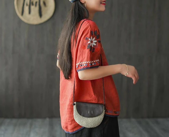 Women's T-shirt Summer 2024 Outfit Short Sleeve Top Female Graphic Cheap Clothes Aesthetic Baggy Korean Cotton Linen Clothing Xl