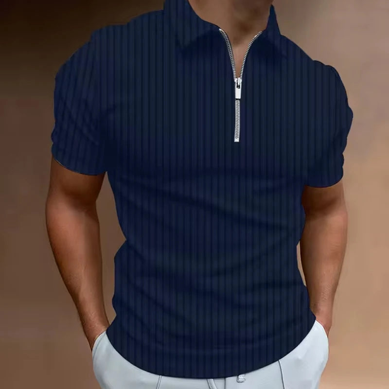 Men's Golf Shirt Quarter Zipper Polo Casual Holiday Lapel Short Sleeve T Shirt Fashion Basic Summer Regular Fit Polo Shirt