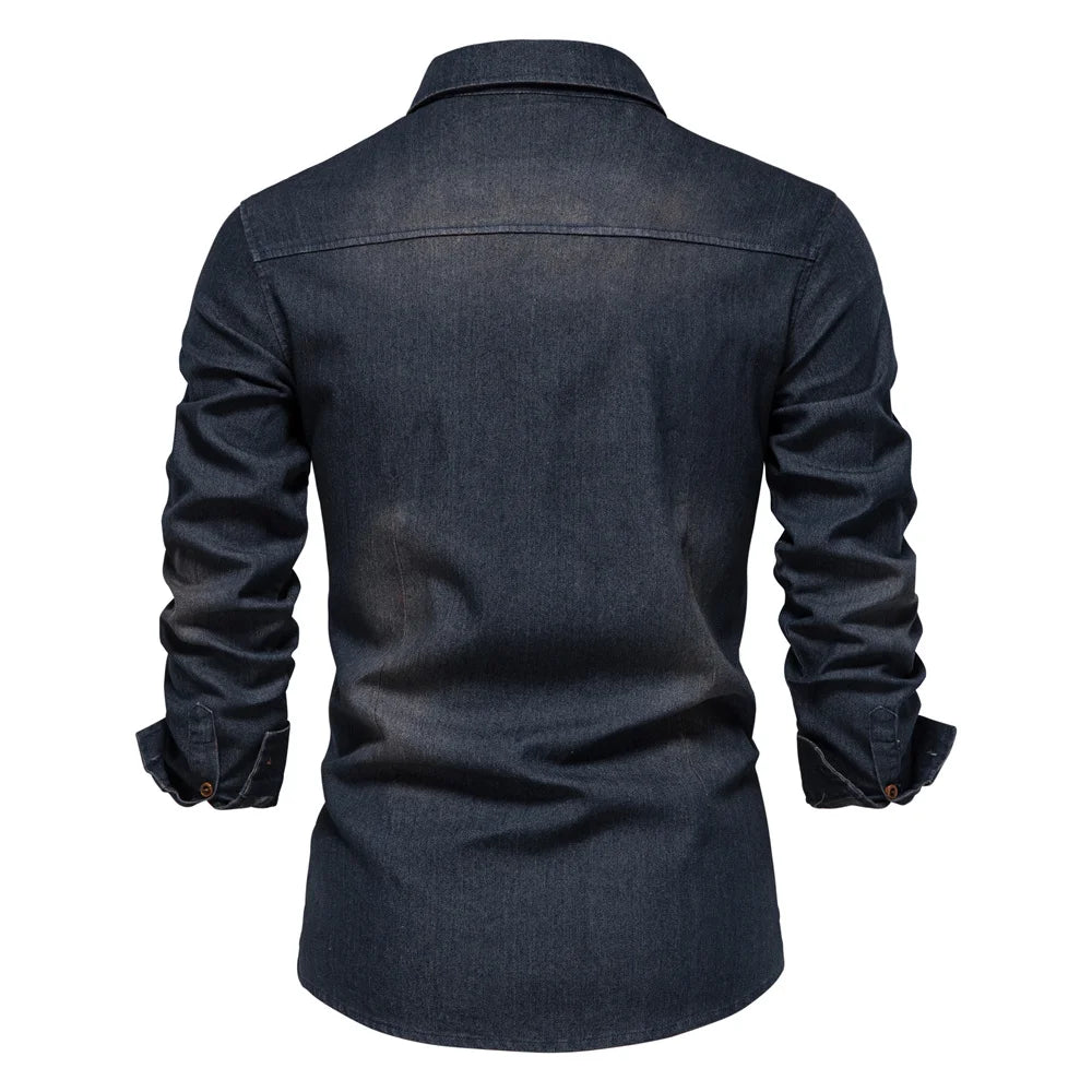 Elastic Cotton Denim Shirt