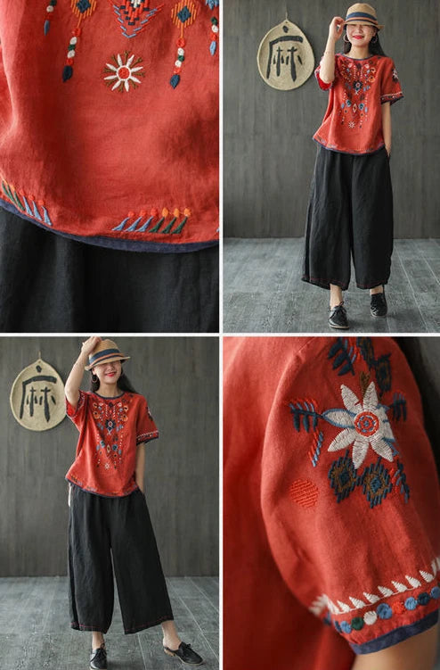 Women's T-shirt Summer 2024 Outfit Short Sleeve Top Female Graphic Cheap Clothes Aesthetic Baggy Korean Cotton Linen Clothing Xl