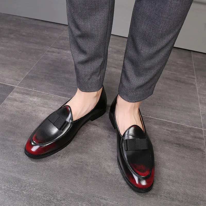Men's Casual Leather Shoes with Bowknot Trendy Party Wedding Shoe Mens Driving Flats Men Moccasins Loafers EUR Sizes 38-48