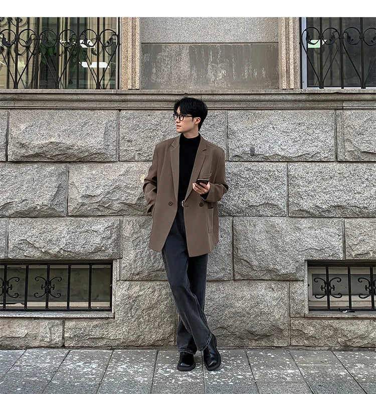 2024 Spring Summer Men Formal Blazers Men Korean Fashion Loose Casual Dress Jacket Men Harajuku Social Suit Jacket Clothing